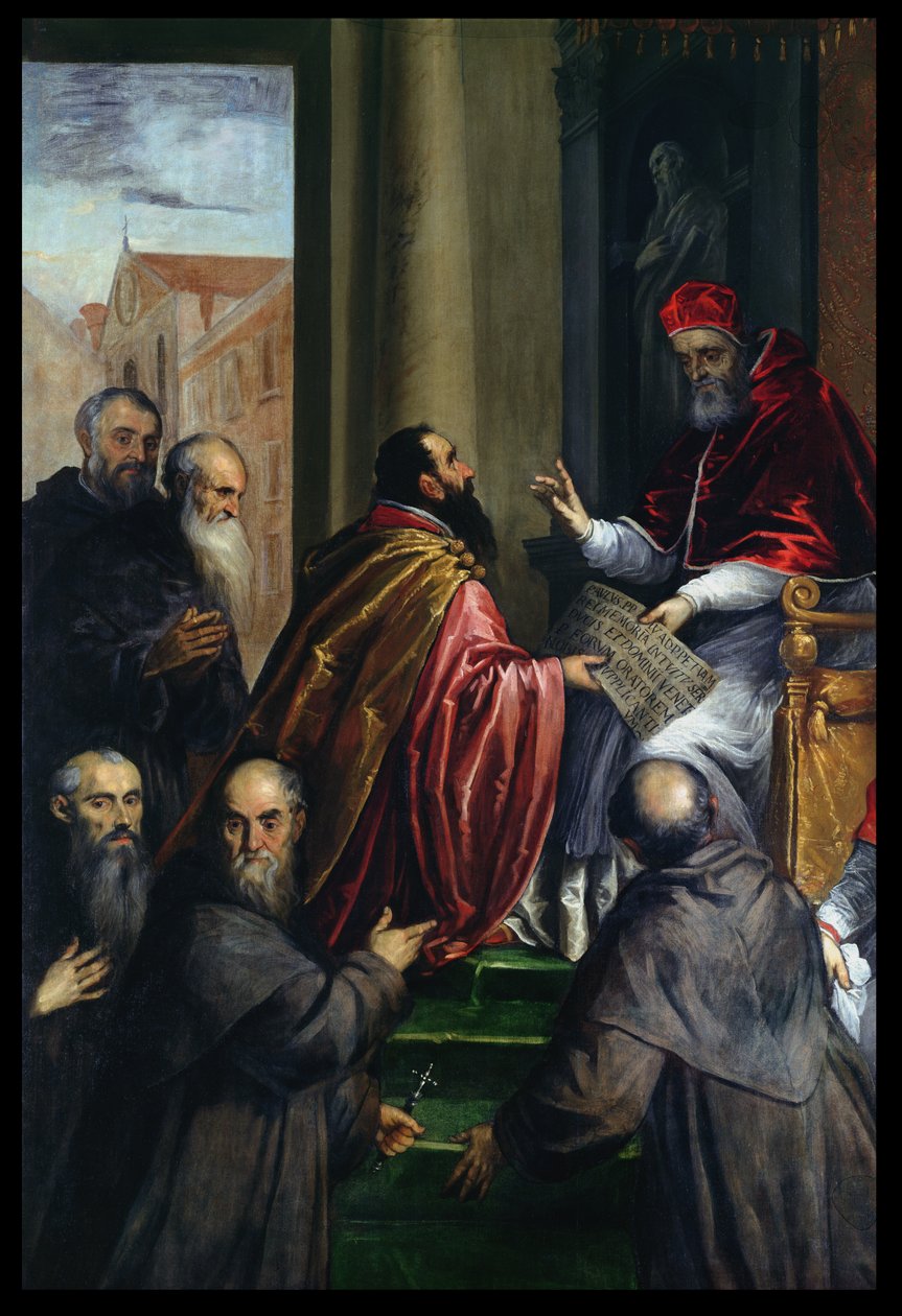 Papa Paulo IV entregando um estatuto de Palma Il Giovane