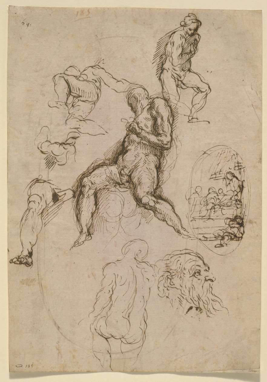 Folha de estudos para pintura no Salone del Maggior Consiglio, Palácio Ducal, Veneza, c.1578 de Palma Il Giovane