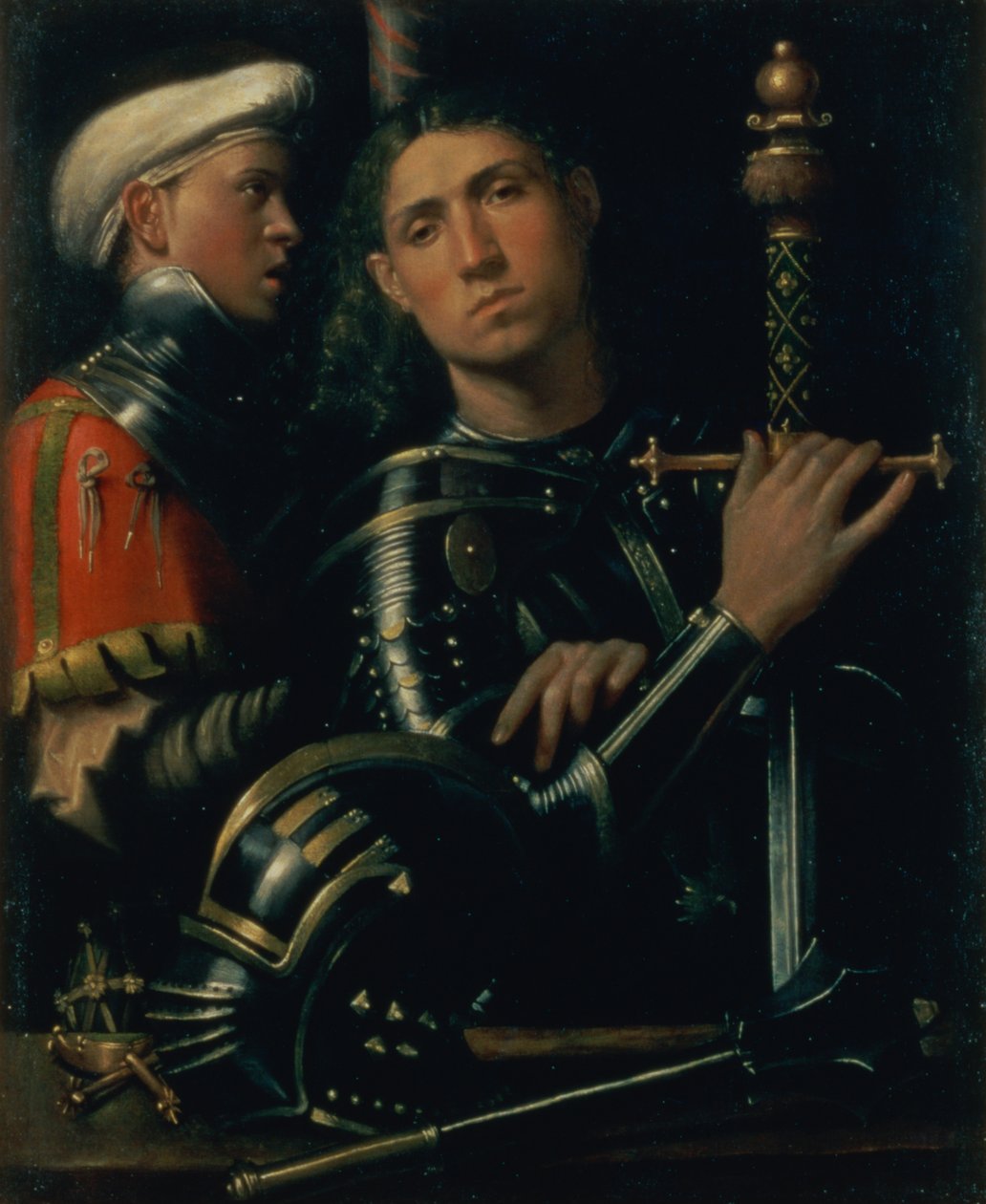 Retrato de um capitão militar com seu escudeiro, c.1518-22 de Paolo Morando Cavazzola