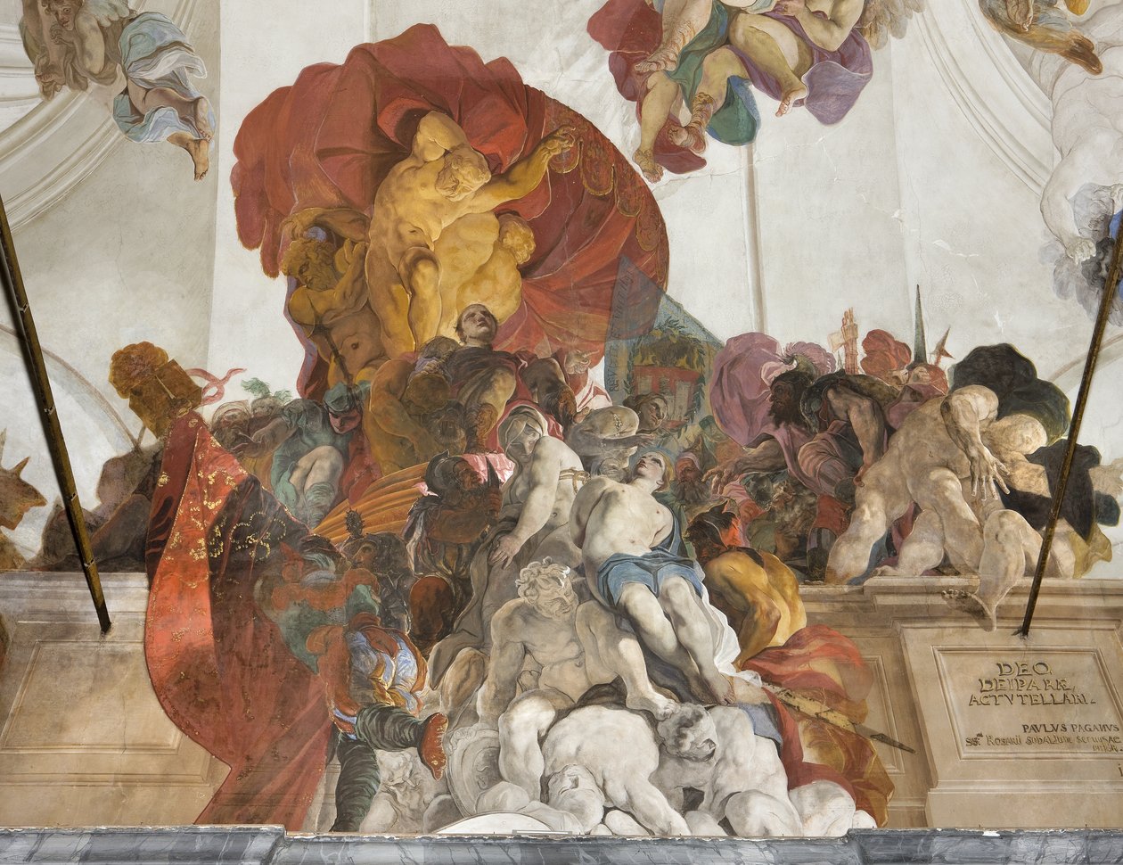 Juiz romano condenando à morte os santos Apolônia, Lucy e Catarina de Alexandria, c.1696-97 de Paolo Pagani