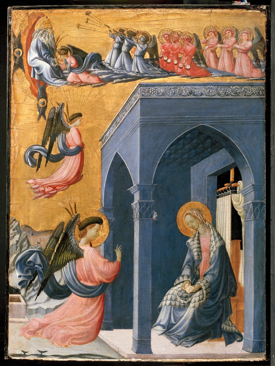 A Anunciação (tempera und gilding on panel) de Paolo Uccello