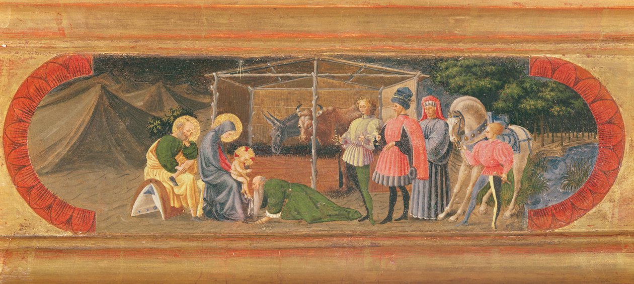 A Quarella Predella representando a Adoração dos Magos, 1435-40 (tempera no painel) de Paolo Uccello