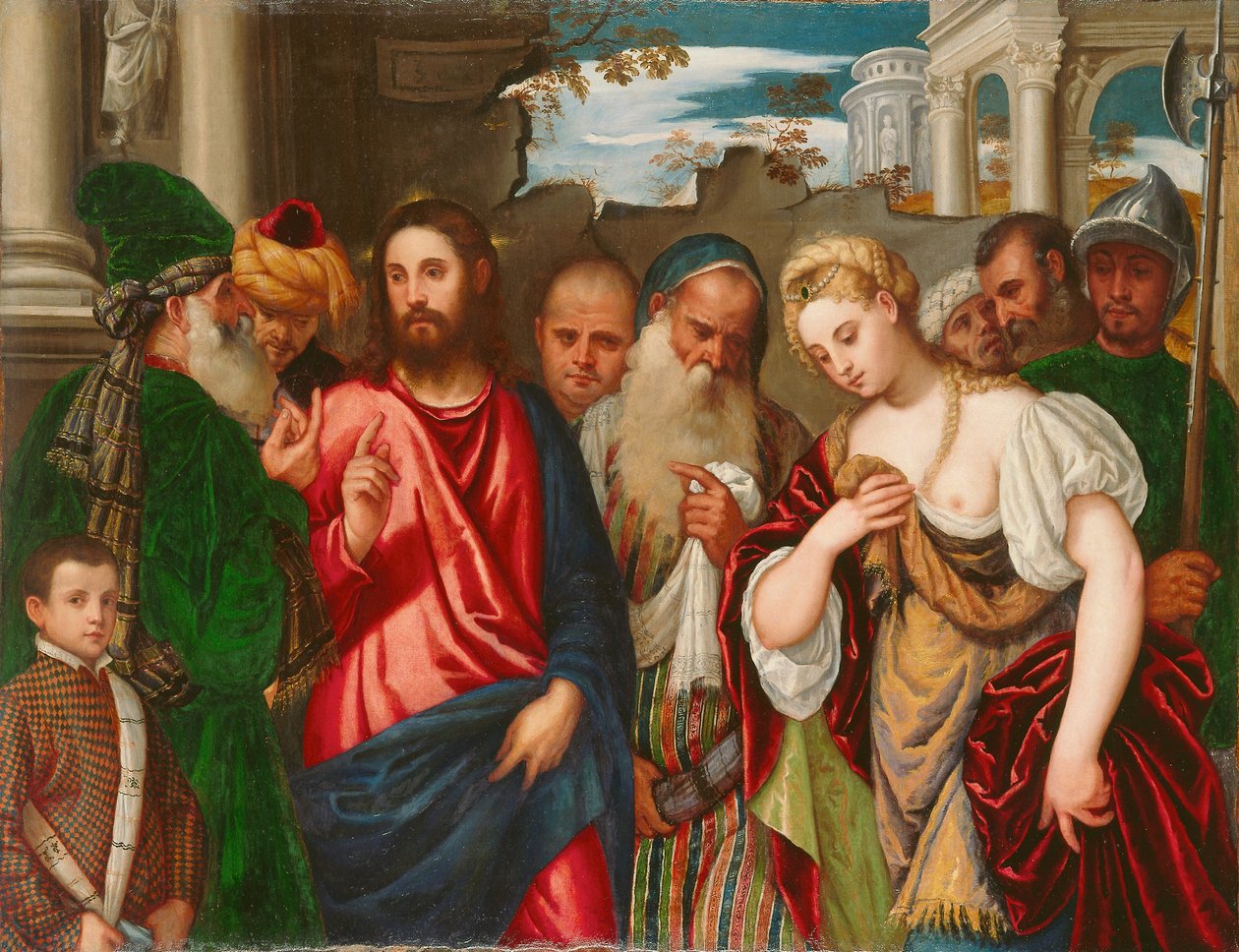 Cristo e a mulher tomada em adultério, c.1540 de Paolo Veronese