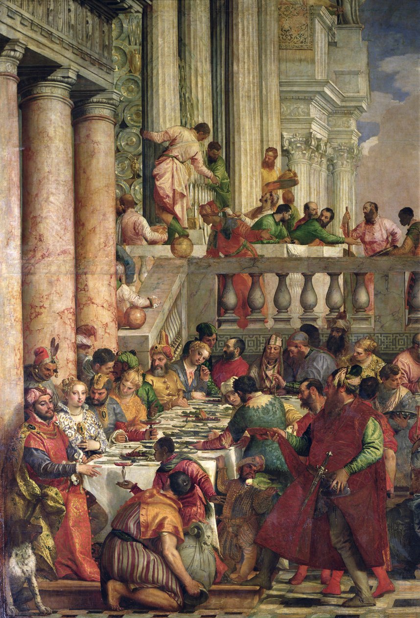 A festa do casamento em Caná, detalhe do lado esquerdo, c.1562 de Paolo Veronese