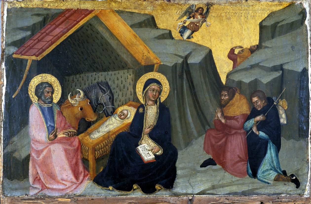 A Adoração dos Pastores, c.1400 (têmpera sobre madeira) de Paolo di Giovanni Fei
