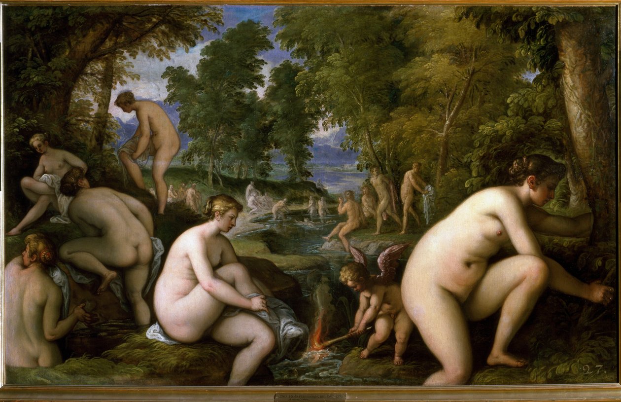 Amore letheo (Mulher nua a tomar banho) (Pintura de Paolo  Fiammingo