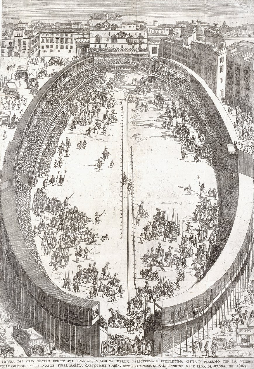 Um grande prato dobrável do Grande Teatro, 1680 de Paolo Amato