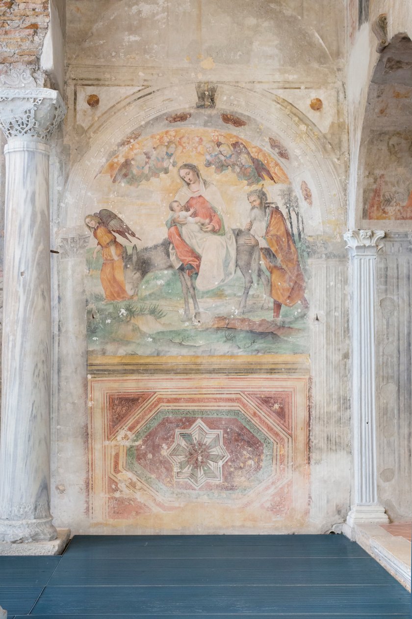 Fresco da igreja medieval de San Salvatore, complexo museológico de Santa Giulia, Brescia (fresco) de Paolo Caylina