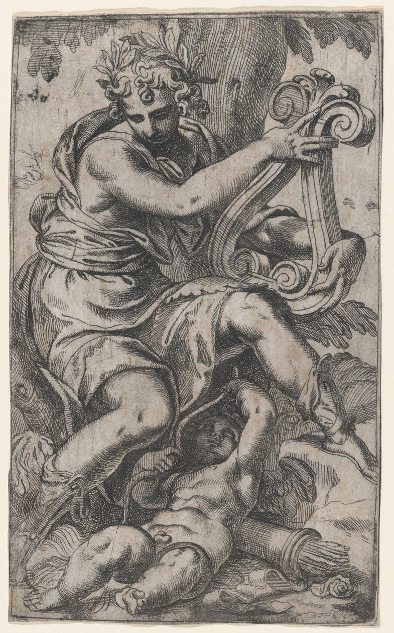 Cupido e Apolo com uma lira, ca. 1568., c. 1568. de Paolo Farinati