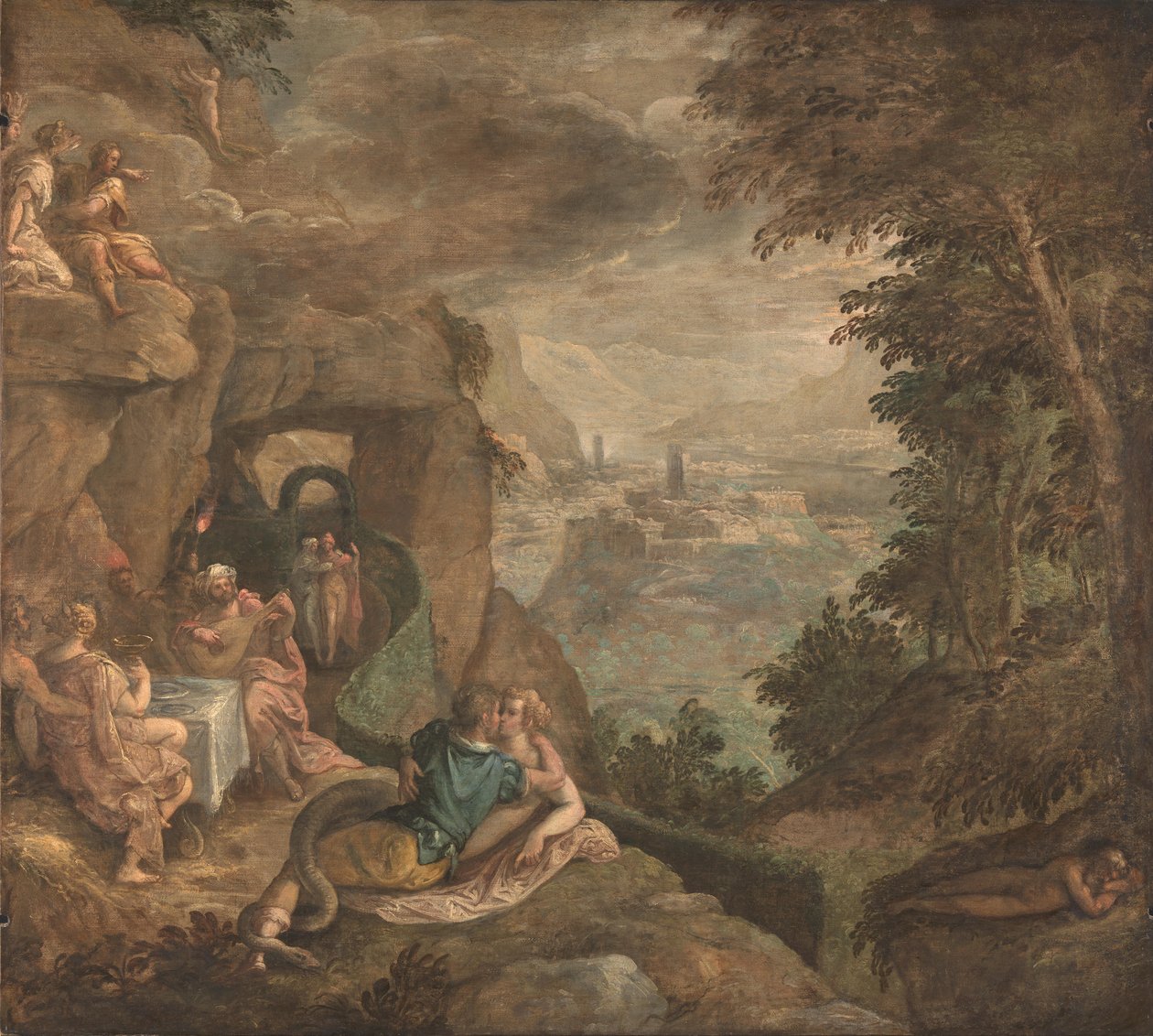 Paisagem com uma cena de encantamento, ca 1590 de Paolo Fiammingo