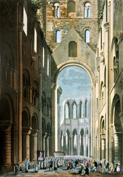 Procissão na nave da Abadia de Jumieges, de 