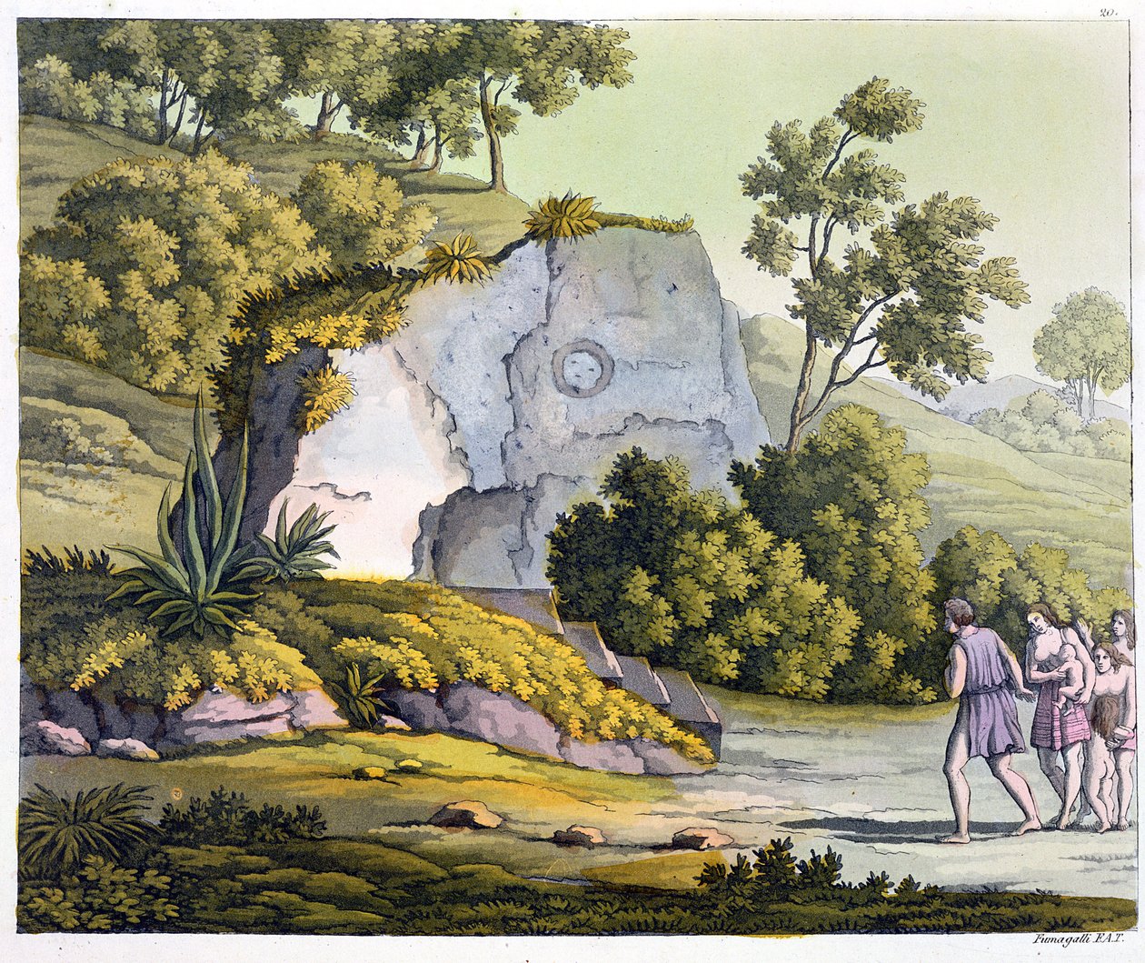Santuário do sol, Peru, de &39;Le Costume Ancien et Moderne&39;, Volume II, placa 20, por Jules Ferrario, publicado c.1820s-30s (gravura a cores) de Paolo Fumagalli