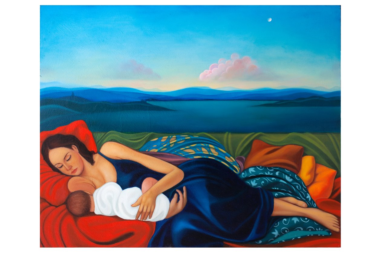 Barbara e Artemisia, 2020 (óleo sobre painel de madeira) de Paolo Perfranceschi