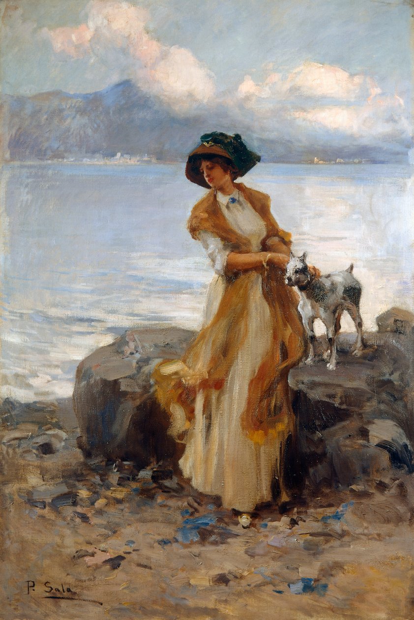 Harmonia no Lago Mergozzo, de Paolo Sala (1859-1924), óleo sobre tela de Paolo Sala