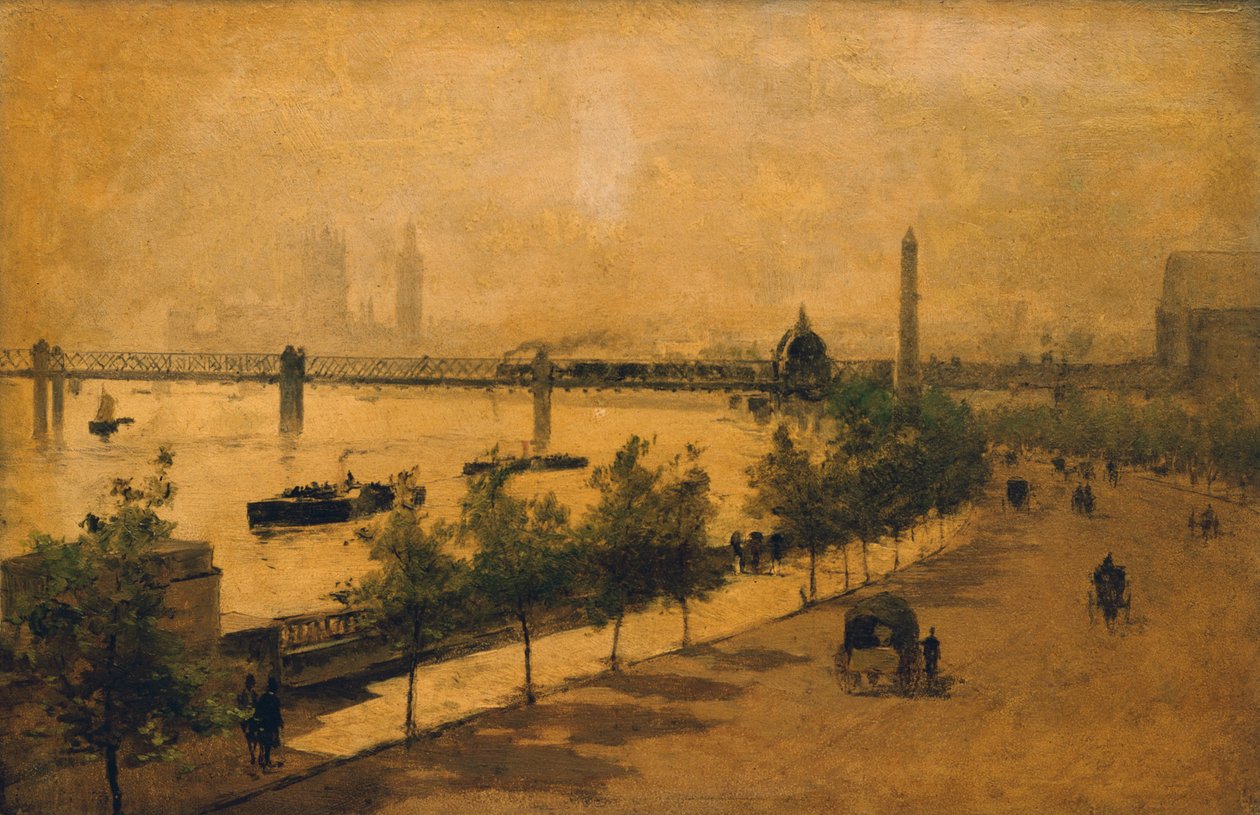 The Thames Embankment, Londres (óleo sobre painel) de Paolo Sala