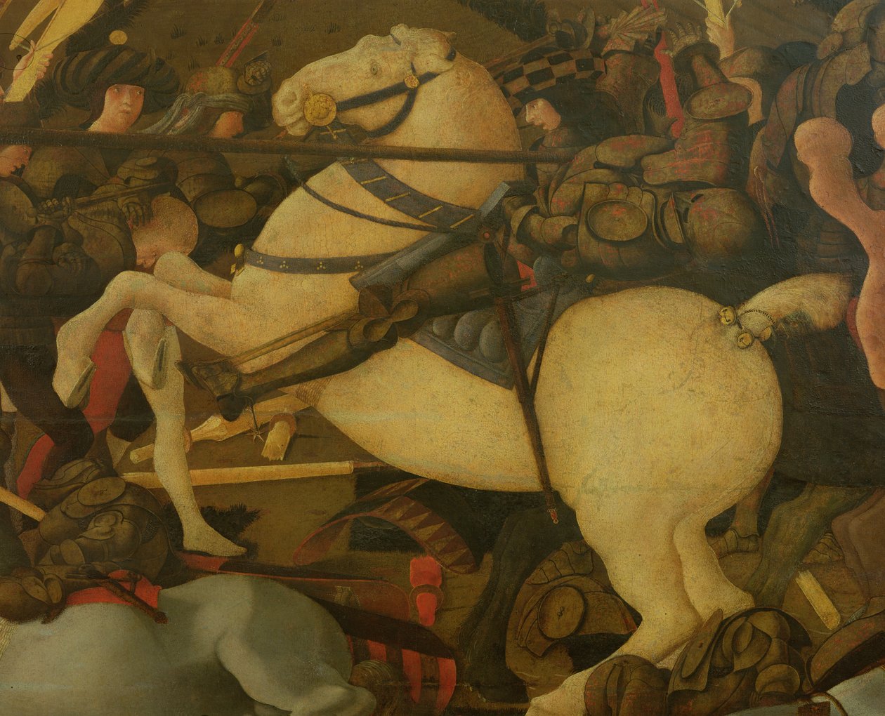 Detalhe de Niccolò da Tolentino, da Batalha de San Romano em 1432, c.1456 (têmpera no painel) de Paolo Uccello