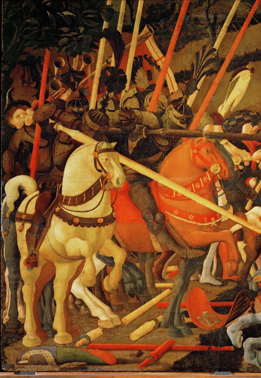 Cavaleiros de armadura (têmpera sobre madeira) de Paolo Uccello