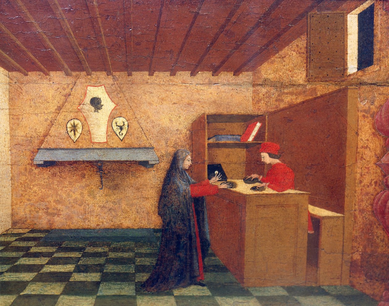Predella de Miracle of Profaned Host por Paolo Uccello (1397-1475), 42x351 cm, detalhe de Paolo Uccello