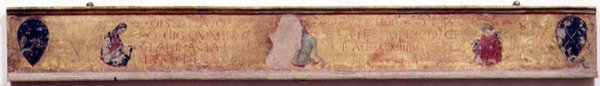 Predella mostrando Cristo ressuscitando do túmulo entre a Madonna e São João de Paolo Uccello