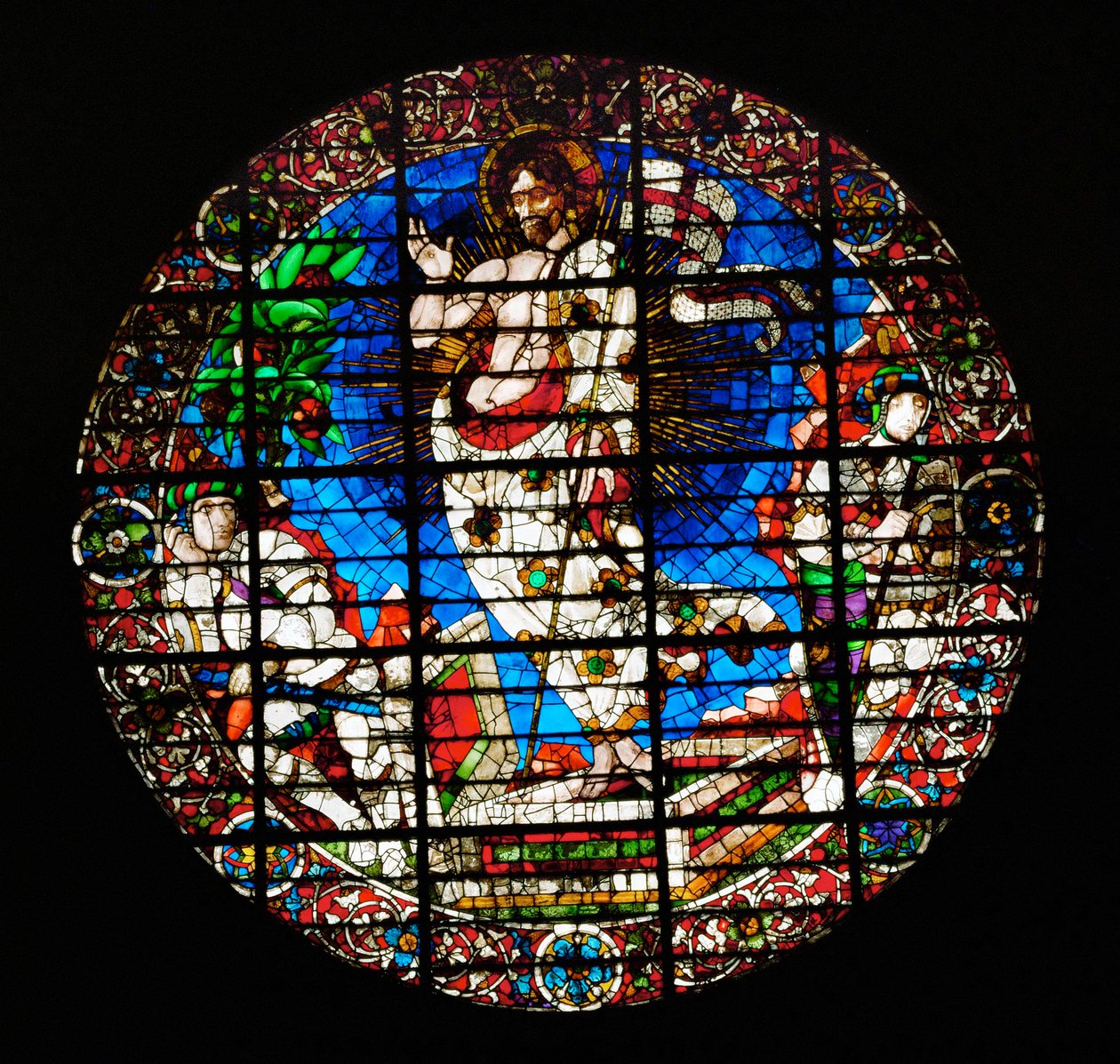 Ressurreição, vitral na abside da Catedral de Florença, Santa Maria del Fiore de Paolo Uccello