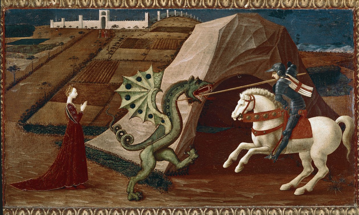São Jorge e o Dragão. (óleo sobre madeira de Paolo Uccello
