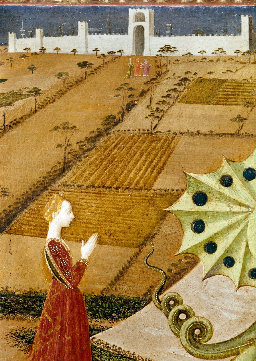 São Jorge e o Dragão, detalhe do detalhe do painel da princesa de 85551 de Paolo Uccello