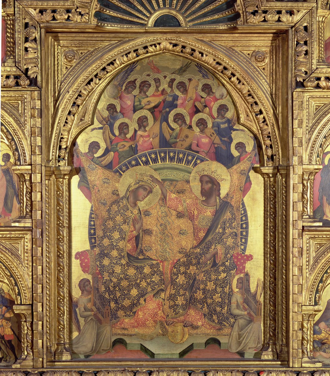Coroação da Virgem detalhe do polyptych de Paolo Veneziano