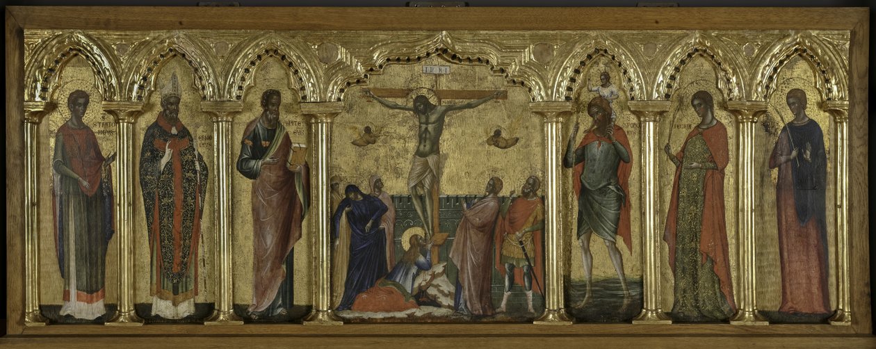 São Estratônico, São Hermolau, São Mateus, São Cristóvão, São Tecla e São Abundius, Políptico da Crucificação com Santos de Paolo Veneziano