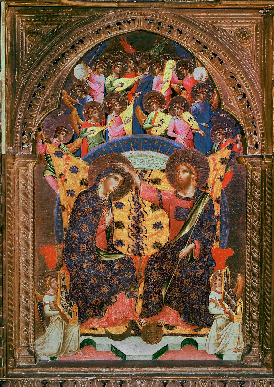 A Coroação da Virgem Pintura de Paolo Veneziano (ativa entre 1320 e 1362) Veneza, Gallerie del 