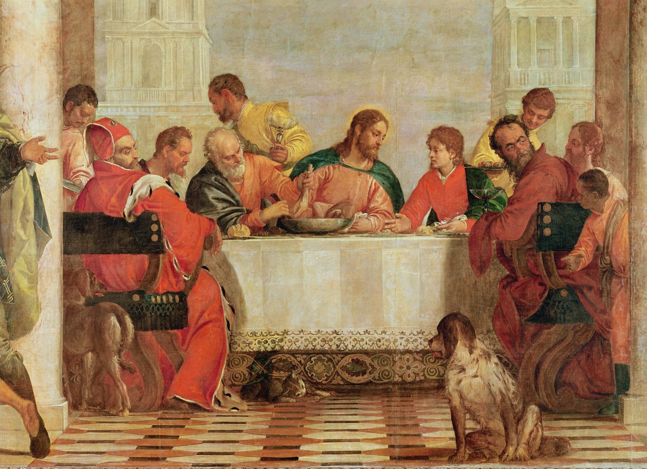 Detalhe da festa na casa de Levi, 1573 (detalhe de 227605) de Paolo Veronese