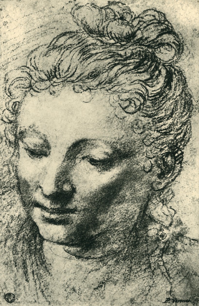 Cabeça de uma mulher olhando para baixo, meados do século XVI, 1943. de Paolo Veronese