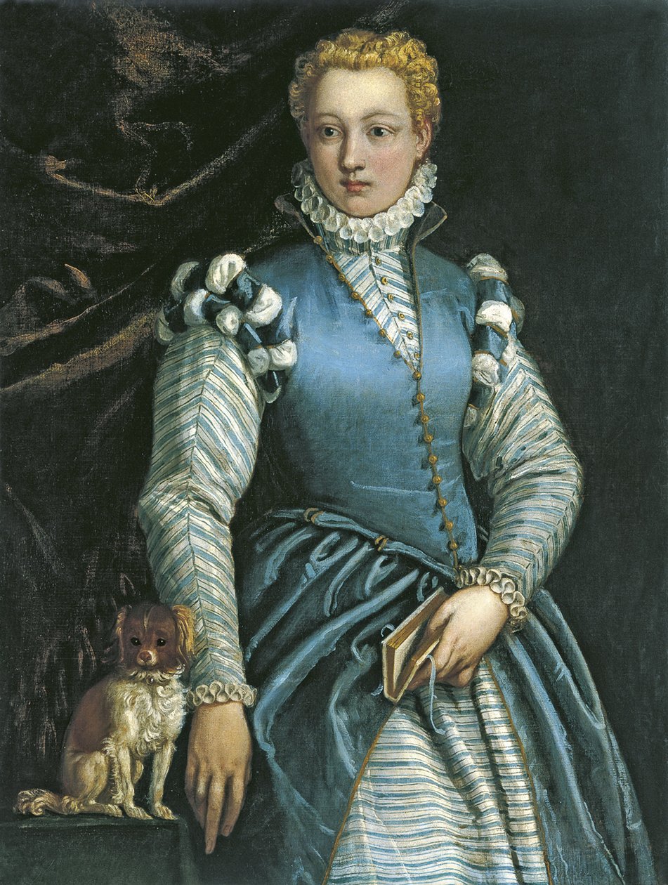 Retrato de uma mulher com um cachorro de Paolo Veronese