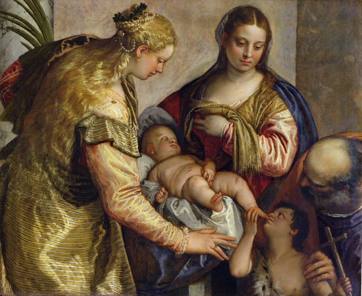 A Sagrada Família com Santa Bárbara, c.1550 de Paolo Veronese