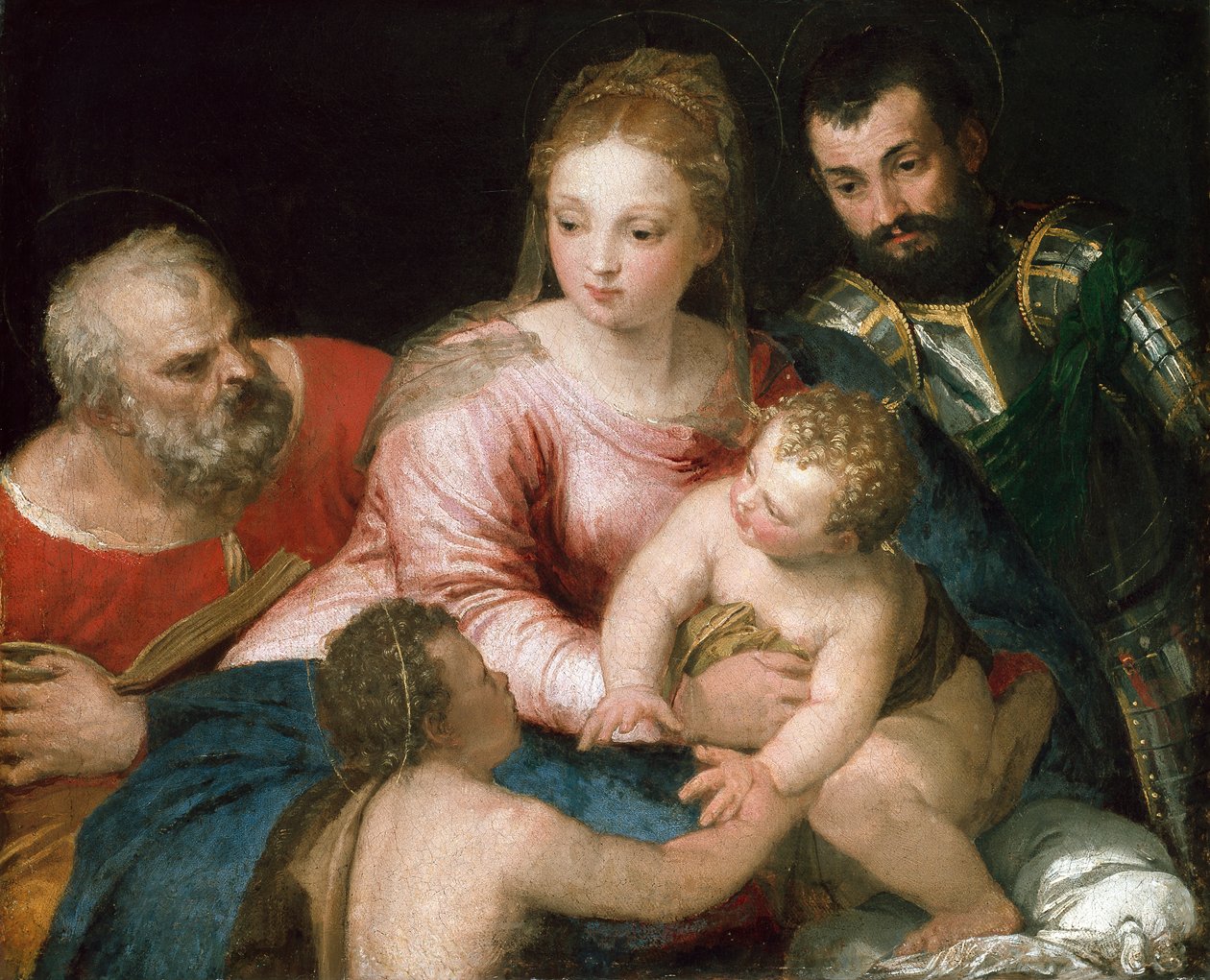 A Sagrada Família com os jovens São João Batista e São Jorge, início da década de 1550 de Paolo Veronese