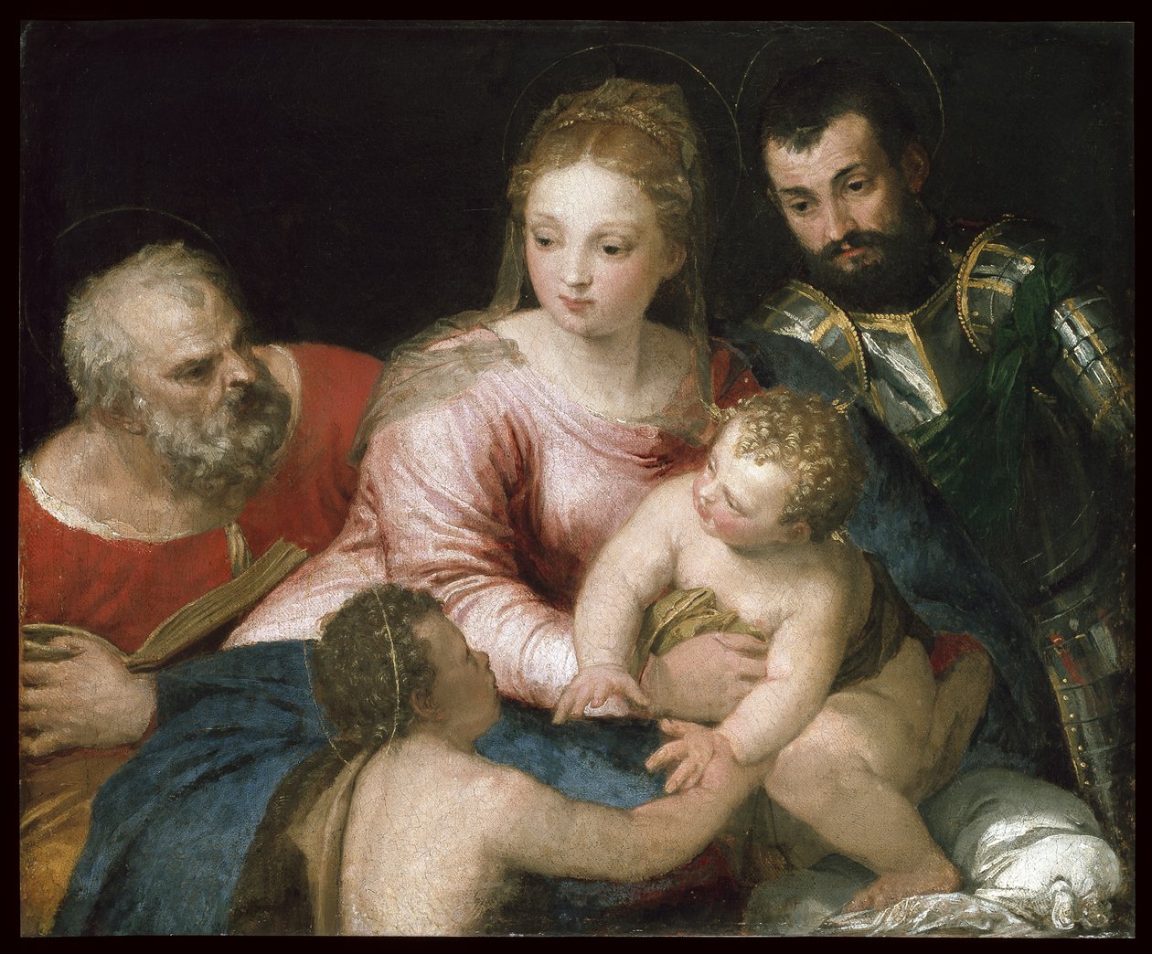 A Sagrada Família com o jovem São João Batista e São Jorge, início dos anos 1550 de Paolo Veronese
