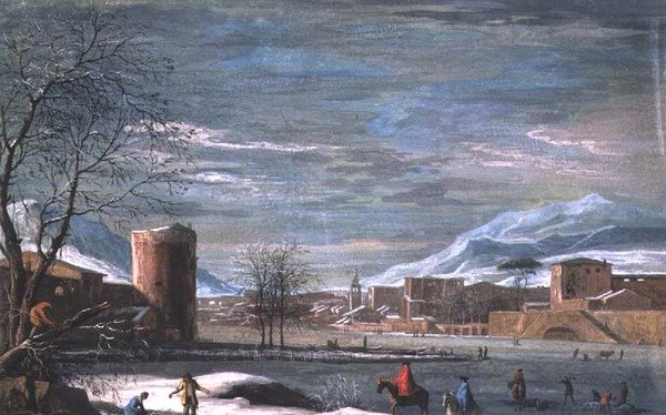 Winter Landscape (tempera em couro) de Paolo de (attr.) Filippi