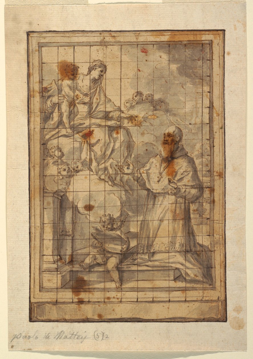 Desenho, Virgem e menino em glória, ca. 1600-1700 de Paolo de Mattheis