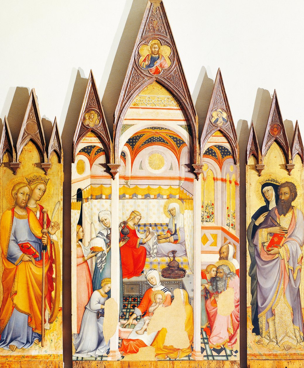 Retábulo da Natividade da Virgem de Paolo di Giovanni Fei (ca. 1345-circa 1411), têmpera sobre madeira de Paolo di Giovanni Fei