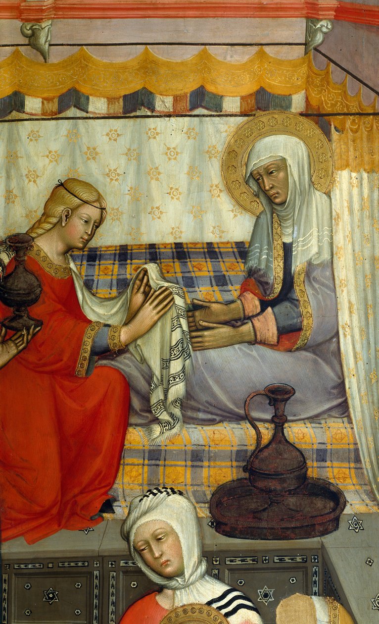 Retábulo da Natividade da Virgem de Paolo di Giovanni Fei (cerca de 1345 - cerca de 1411), têmpera sobre madeira, pormenor de Paolo di Giovanni Fei