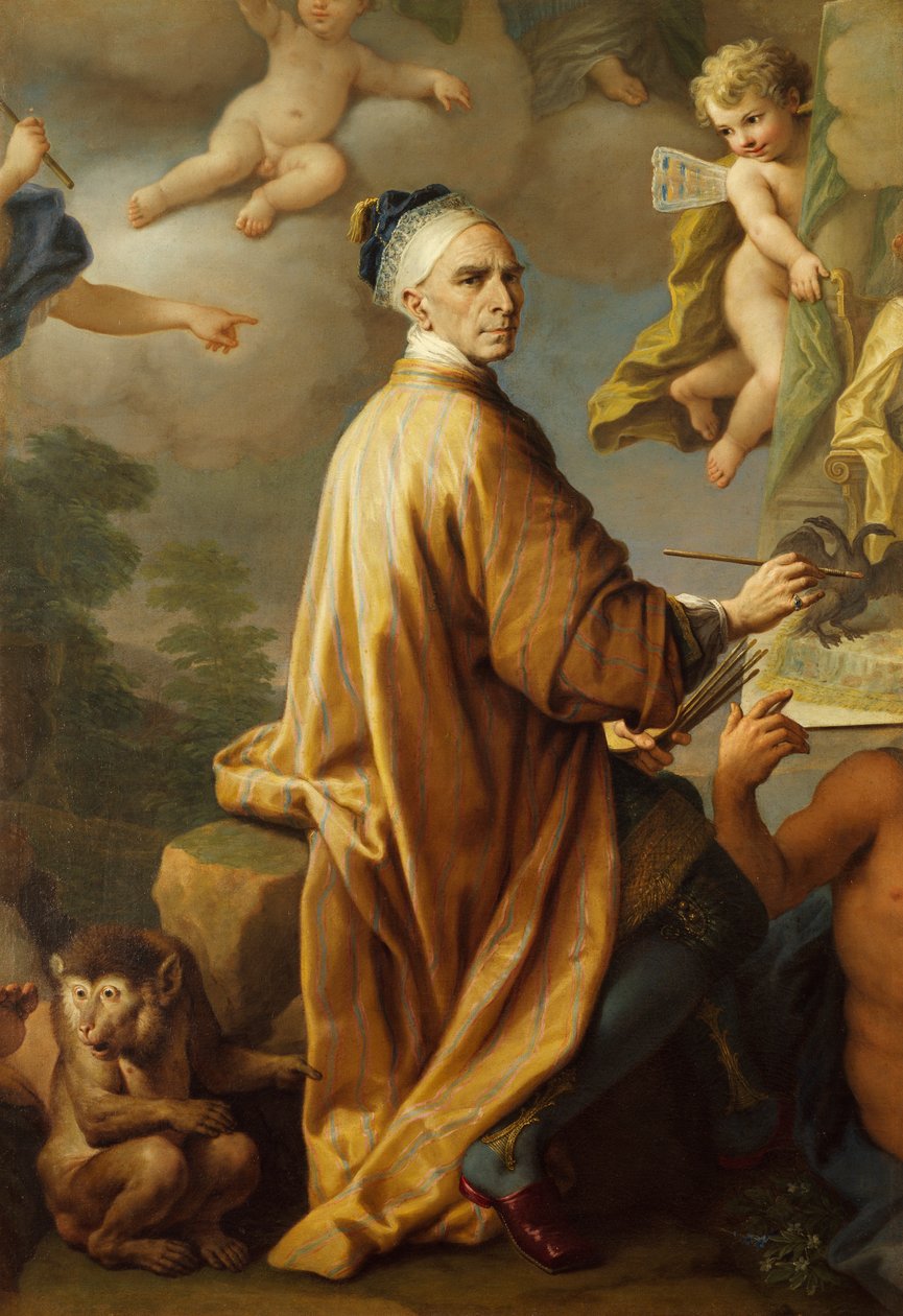 Auto-retrato, enquanto pinta a paz de Rastadt, de Paolo de Matteis (1662-1728), óleo sobre tela de Paolo di Matteis