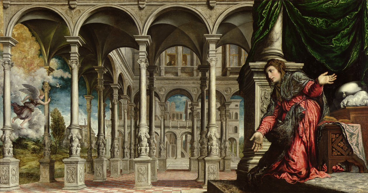 A Anunciação, 1545-50 (para detalhes ver 89724) de Paris Bordone
