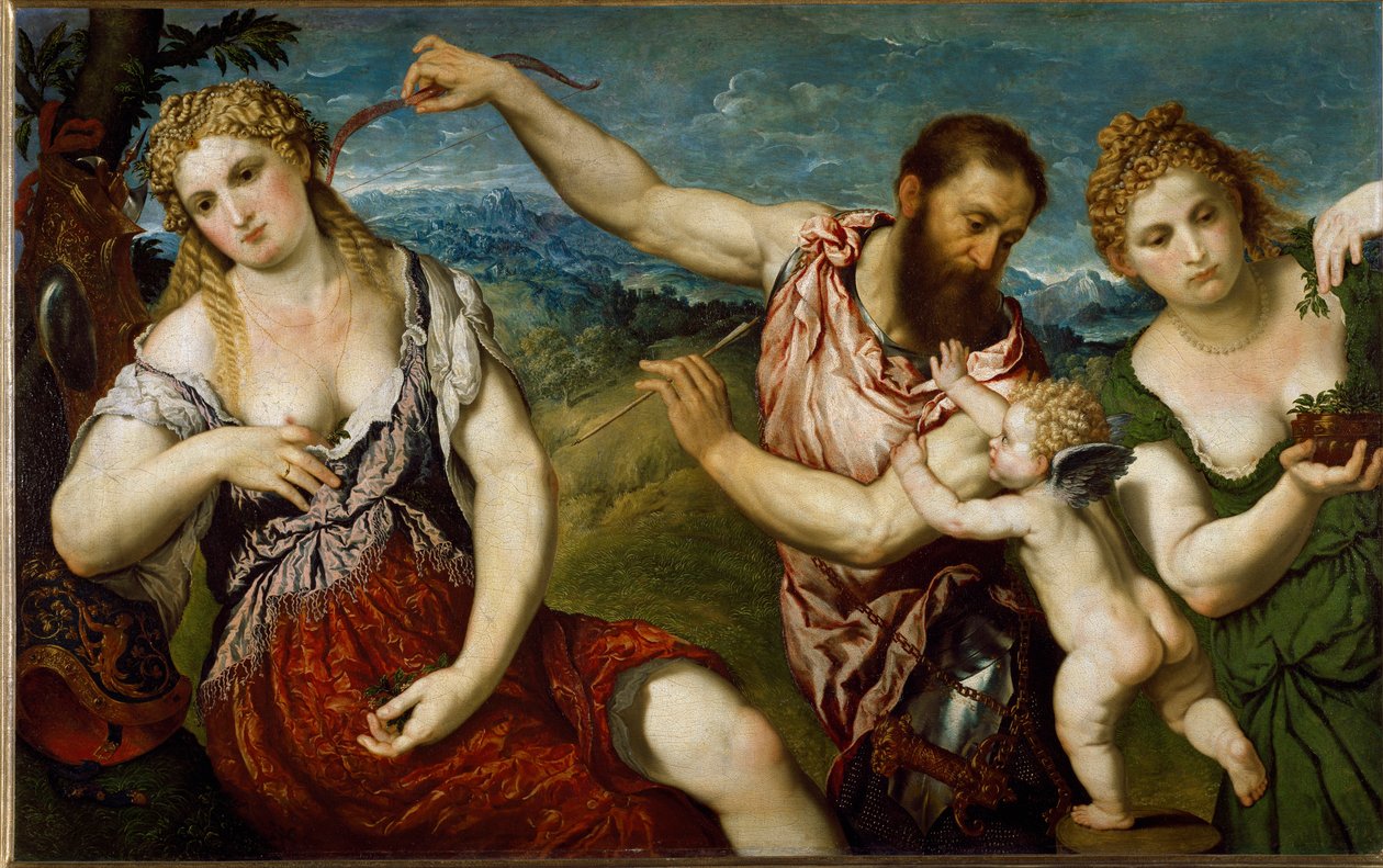 Alegoria com Flore, Venus, Mars e Cupido (pintura, c.1560) de Paris Bordone