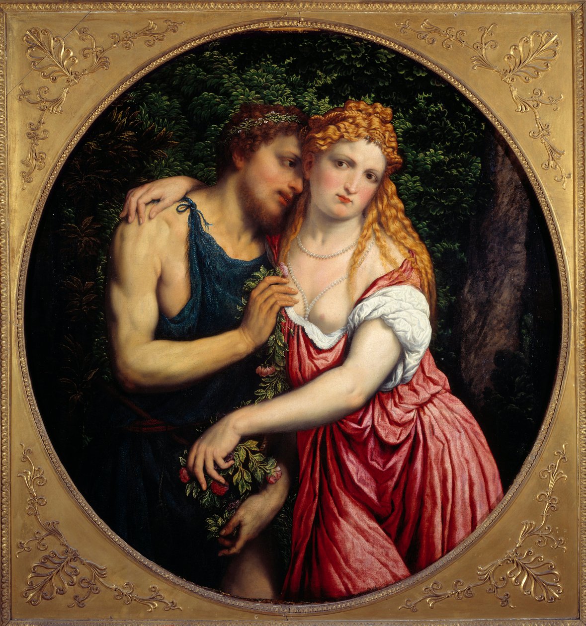 Daphnis e Chloe. A representação mitológica de um casal. Pintura de Paris Bordon ou Bordone (1500-1571) de Paris Bordone