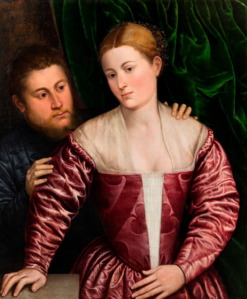 Retrato duplo de uma mulher veneziana e seu Cavalier, c. 1560 de Paris Bordone