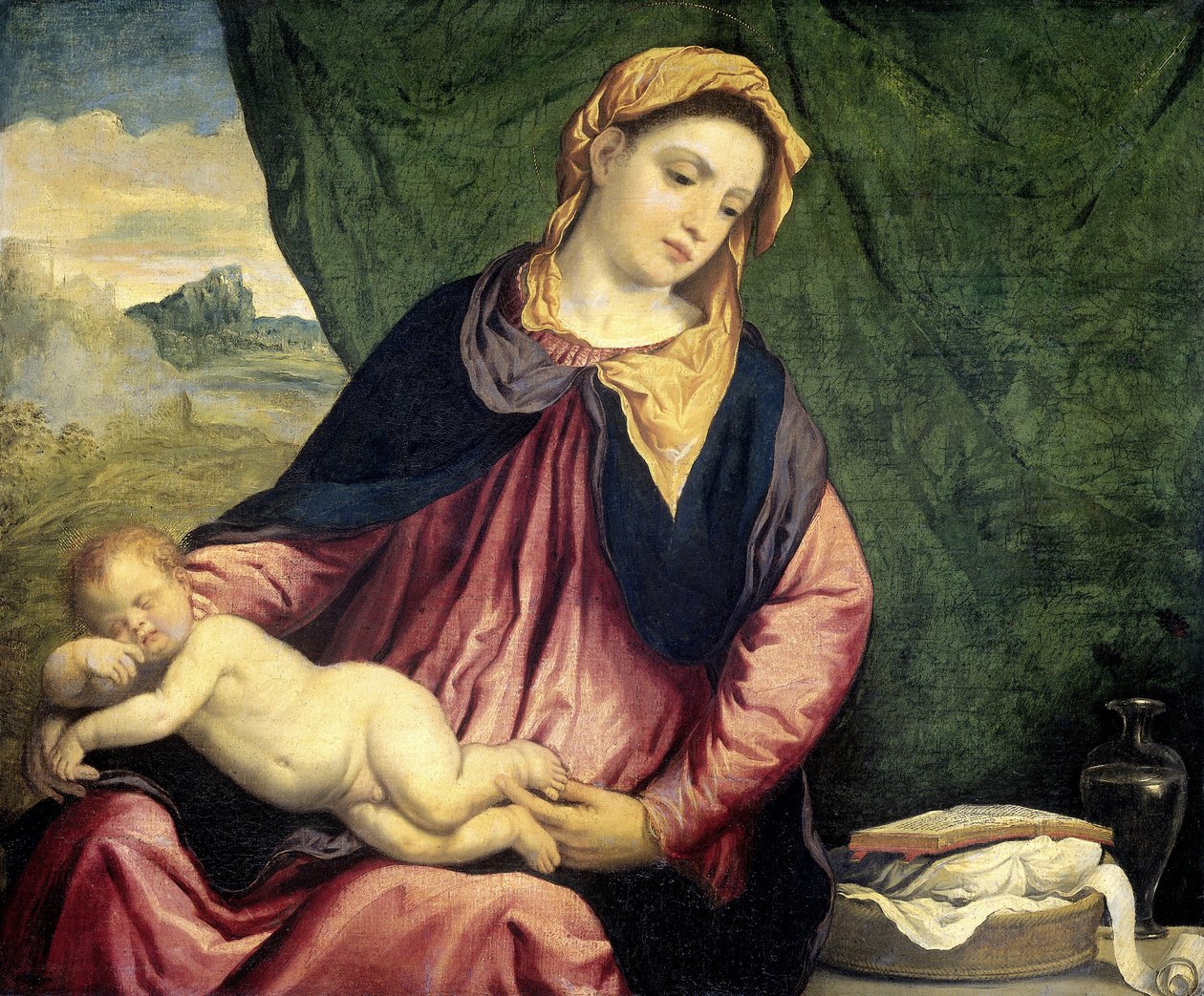 Madonna com criança adormecida, entre 1540 e 1560 de Paris Bordone
