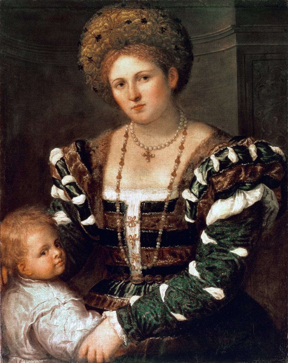 Retrato de uma senhora com um menino de Paris Bordone