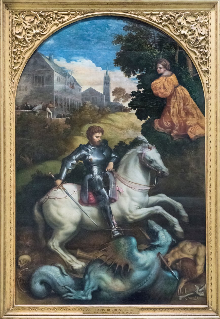 São Jorge Matando o Dragão (óleo sobre tela) de Paris Bordone