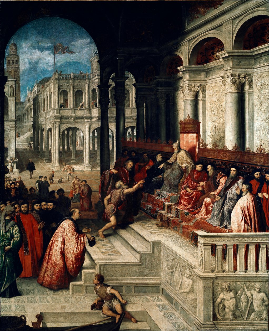 A entrega do anel doge a Andrea Gritti (1455-1538) Pintura de Paris Bordon ou Bordone (1500-1571) 1540 aproximadamente Galerie dell
