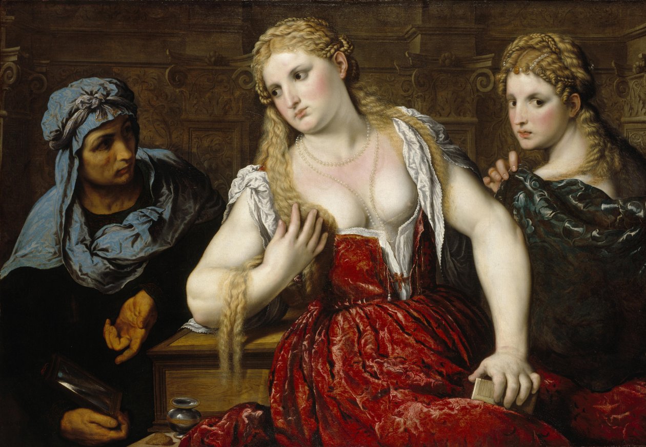 Mulheres venezianas na casa de banho de Paris Bordone