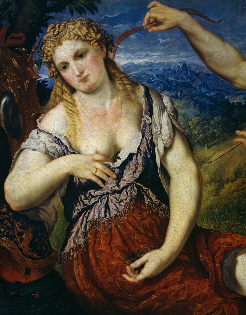 Vénus, detalhe de Vénus, Flora, Marte e Cupido (Alegoria) de Paris Bordone